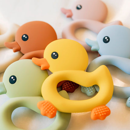 Duck Rattle Teether Silicone Duck Teether | BPA-Free Baby Teething Toy | CORAL CRUSH