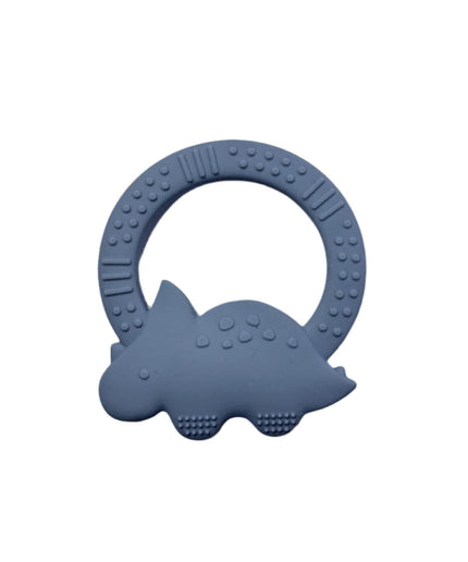 Stone Blue Dinosaur Silicone Teether for Babies & Safe Soothing for Teething Relief